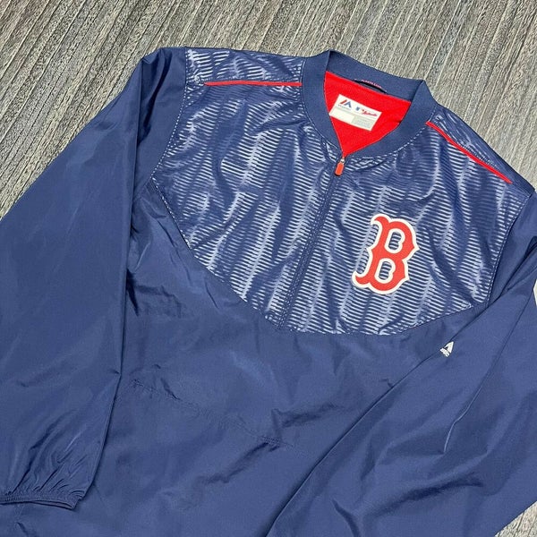 Boston Red Sox Jacket Men Large Coat MLB Baseball Majestic Warm Up Gray  Lined