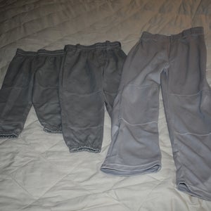 Rawlings Baseball Pants,Youth, Gray - 3 Pair