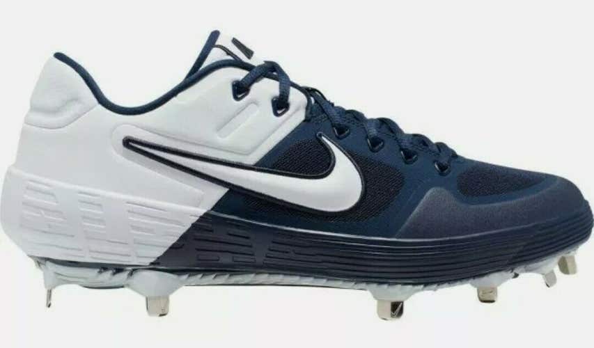 new Nike Alpha Huarache Elite 2 Low Metal Baseball Cleats white/navy blue CI2226-401 mens 10