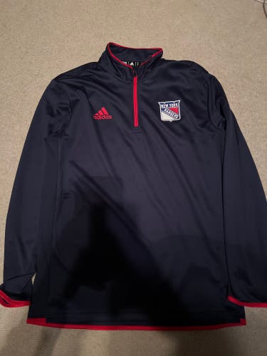 New York Rangers Team Issue 1/4 Zip Adidas Pullover Medium