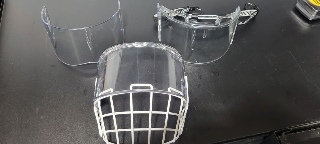 2 Bauer and 1 Itech faceshields all senior large