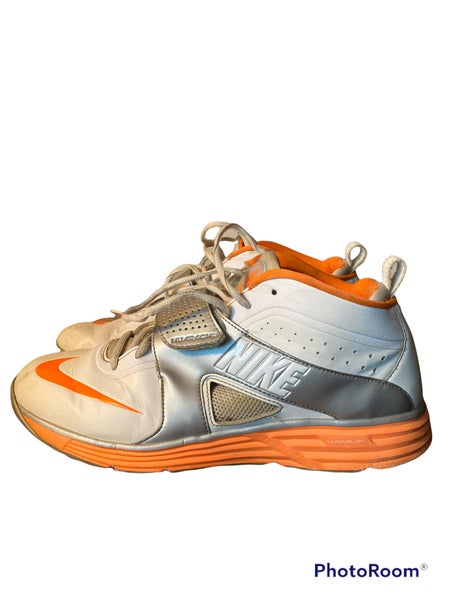 Nike Huarache Turf Cleats White/Neon Orange 10.5