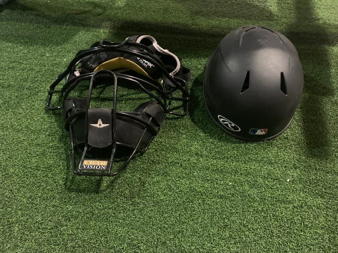 All star mask and Rawlings skull cap