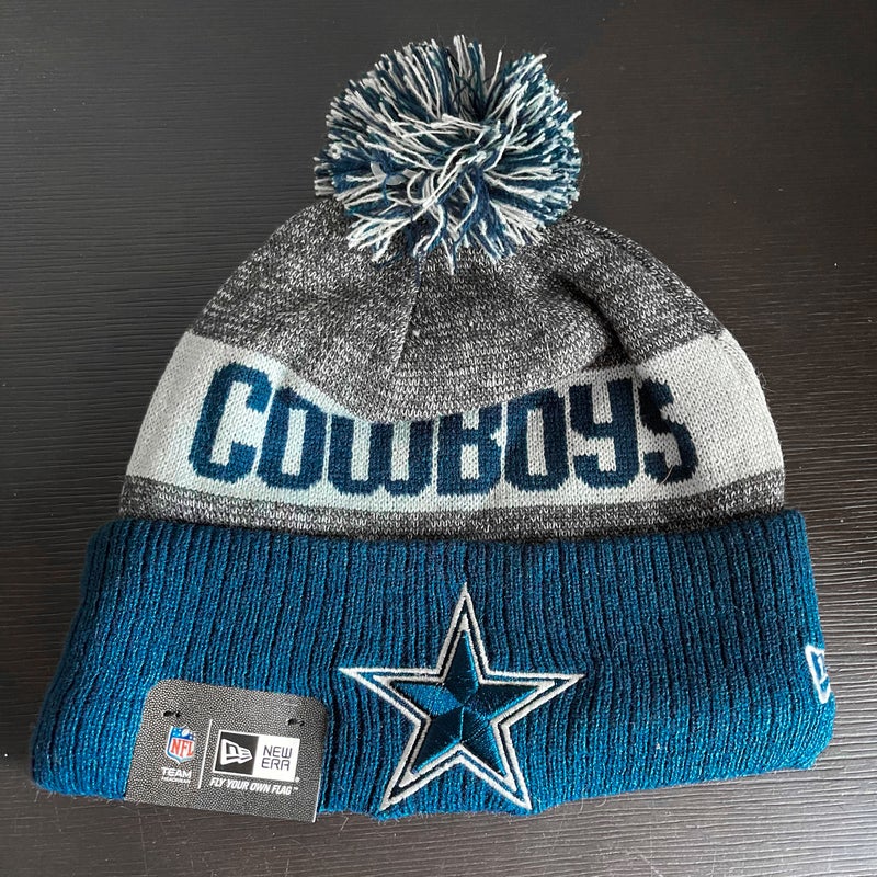 New Era Men's Navy, Black Dallas Cowboys Confident Cuffed Knit Hat with Pom