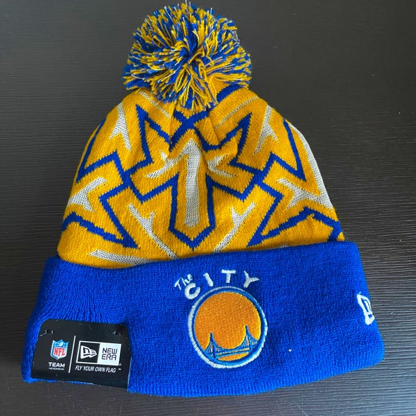 Golden State Warriors New Era The City Knit Pom Winter Hat Beanie Blue NBA  NEW | SidelineSwap