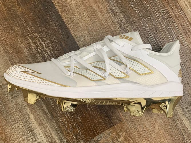 ADIZERO AFTERBURNER 7 GOLD TPU BASEBALL CLEATS (New)  Size: 11.5  Color: White & Gold
