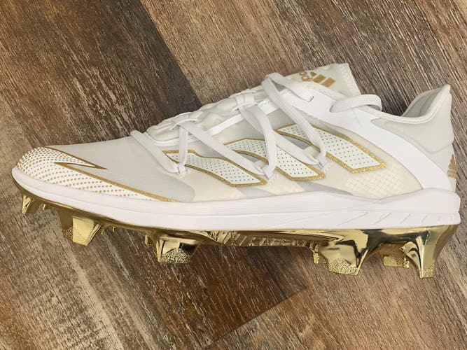 ADIZERO AFTERBURNER 7 GOLD TPU BASEBALL CLEATS (New)  Size: 9.5 Color: White & Gold