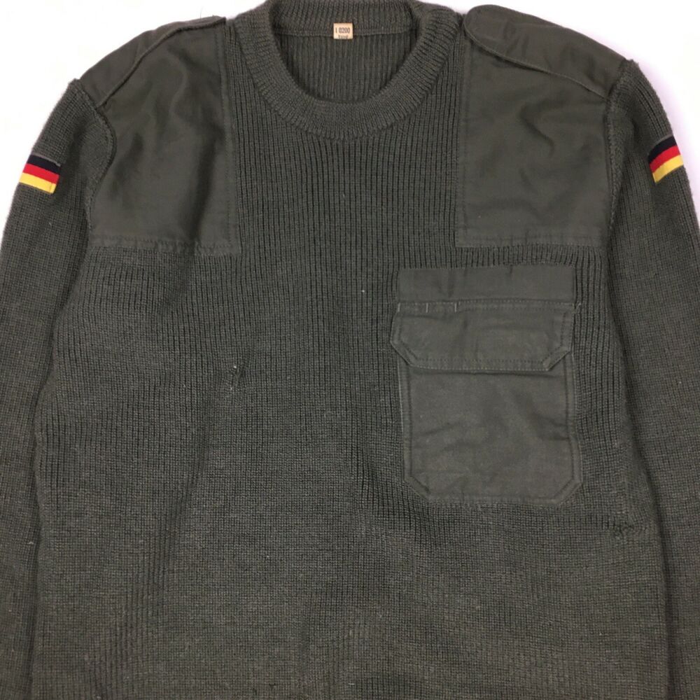 New German army olive wool jumper pullover sweatshirt military sweater khaki 