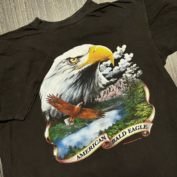 Bald Eagle T Shirt Adult XS Black American Wild Bird Vintage 90s Nature  Retro