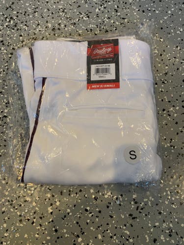 Brand New White Men's Small Rawlings Knickers Baseball Pants Maroon Striping