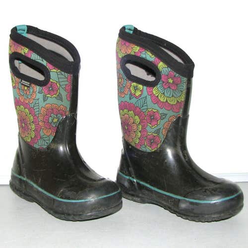 BOGS Classic Pansies Kids Boys Girls Waterproof Winter Rain Snow Boots ~ Size 10