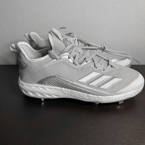 adidas Icon 6 Metal Baseball Cleats Size 11.5 Light Grey Cloud White FV9344