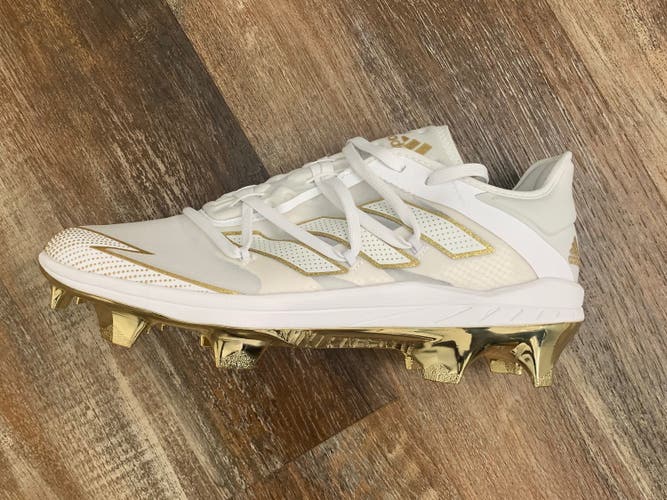 ADIZERO AFTERBURNER 7 GOLD TPU BASEBALL CLEATS (New) Size: 9  Color: White & Gold