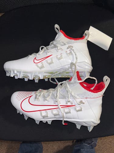 Nike Lacrosse Lax Red Unisex Molded Cleats High Top Alpha Huarache 6 Pro 6.5 NEW