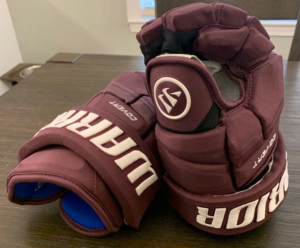 Warrior 14” QRE10 Pro Gloves, Rare Anaheim Ducks Reverse Retro Team Stock