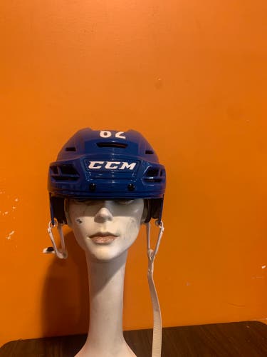 Game Used Blue CCM Tacks 710 Pro Stock Helmet Colorado Eagles Davis Size M