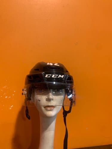 Game Used Black CCM Tacks 710 Pro Stock Helmet Stockton Heat #42 Size S