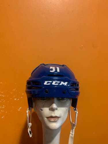 Game Used Blue CCM Tacks 910 Pro Stock Helmet Colorado Eagles #51 Size S