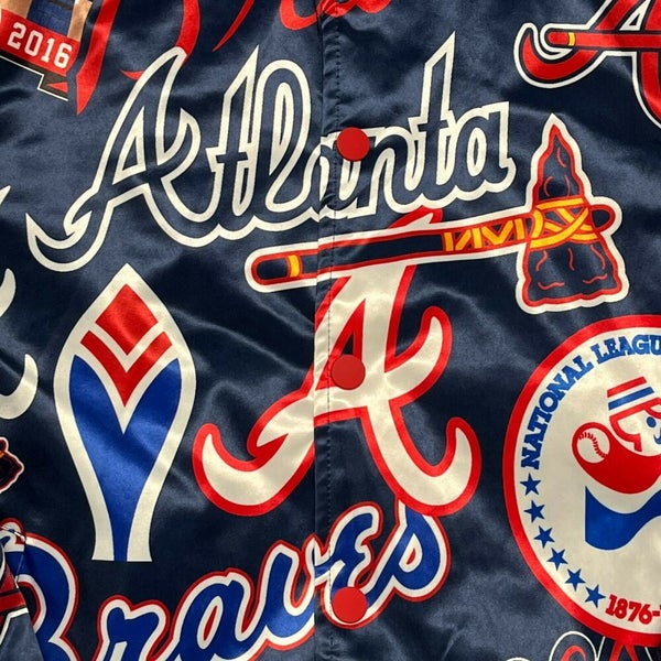 Atlanta Braves Jacket Men Medium Adult Satin All Over Print MLB Baseball  Retro | SidelineSwap