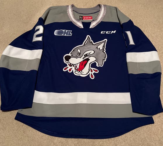 Game Worn 19/20 CHL OHL Sudbury Wolves CCM Quicklite Jersey (Hutchenson Size 56) with COA