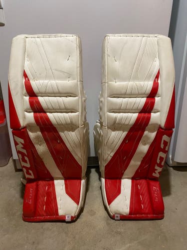 33" CCM  Extreme flex 4.9 Goalie Leg Pads With Sliders Installed