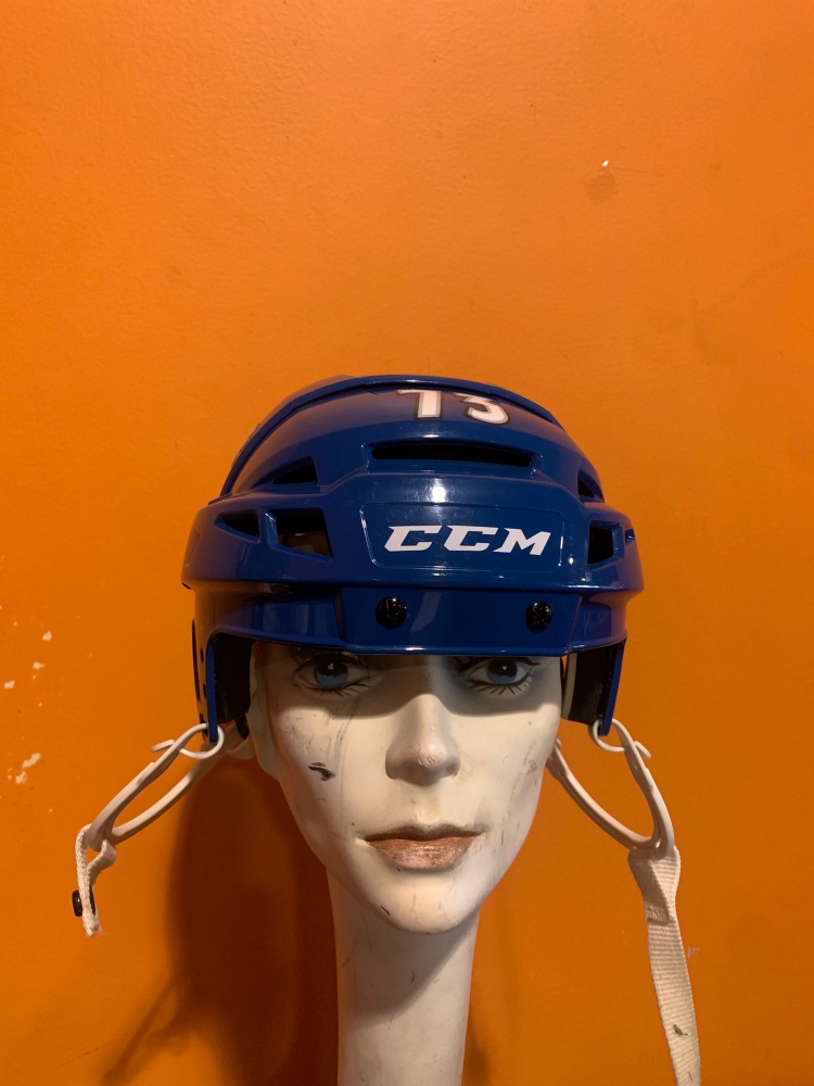 Game Used Blue CCM Vector V08 Pro Stock Helmet Colorado Eagles #73 Size S