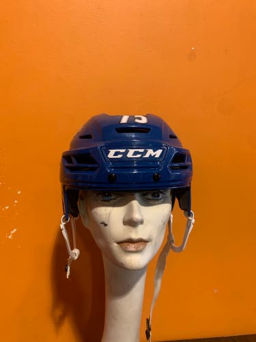 Game Used Blue CCM Tacks 710 Pro Stock Helmet Colorado Eagles #75 Size S
