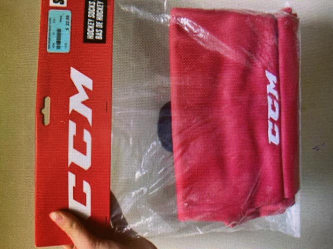 New CCM Red SR Large & Navy/White Athletic Knit Hockey Socks