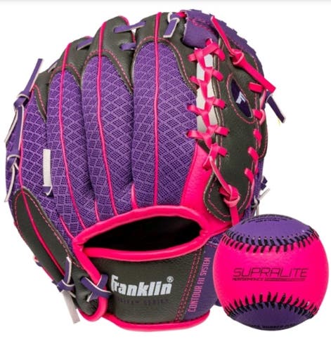 Franklin Sports 9.5" Meshtek Glove & Ball Included - RH Throw - Baseball Softball Teeball