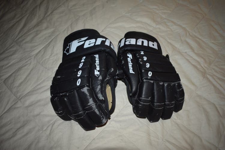 Ferland 2990 Leather Palm Hockey Gloves, Black,  13.5 Inches