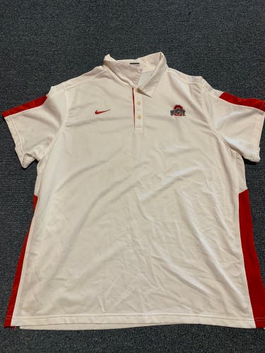 White Nike University of Ohio State Polo Shirt XXL