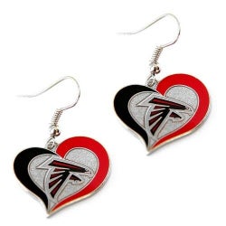 NFL Atlanta Falcons Silver Swirl Heart Dangle Earrings