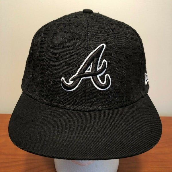 Atlanta Braves Hat Baseball Cap Fitted 7 1/2 New Era Black Retro