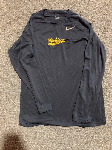 Blue Nike University of Michigan Hockey Team Issued Base Layer #8 Becker L