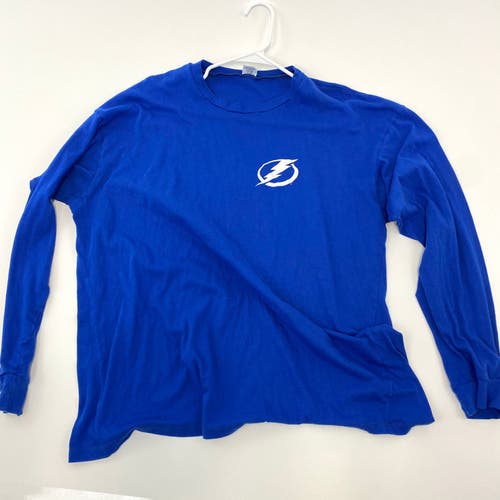 Used Royal Blue Tampa Bay Lightning Team Issued Cotton Long Sleeve | Senior Large