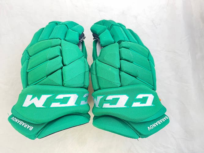 Used CCM Jetspeed FT1 14" Pro Stock Gloves TORONTO MAPLE LEAFS ST.PATTIES BARABANOV