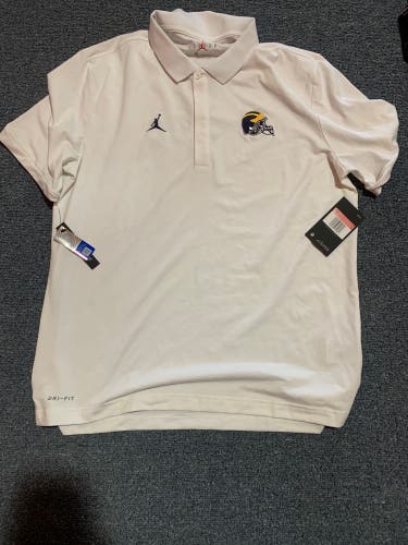 New White Air Jordan University of Michigan Football Golf Polo L