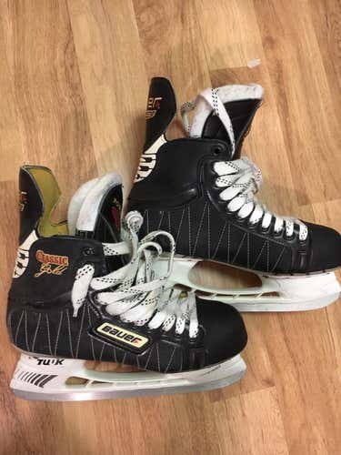 Senior Used Bauer Supreme Classic Gold Hockey Skates Regular Width Size 10