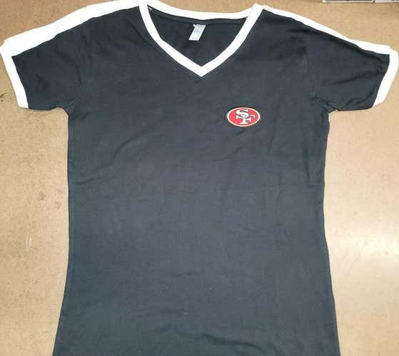 30116 Womens Ladies SAN FRANCISCO 49ERS "Ringer" V-Neck Tee Shirt New BLACK