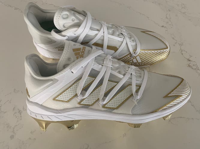 ADIZERO AFTERBURNER 7 GOLD TPU BASEBALL CLEATS 8.5  (Used Like New)