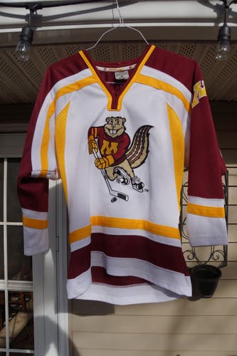 White Youth Unisex Univ Minnesota Medium Hockey Jersey