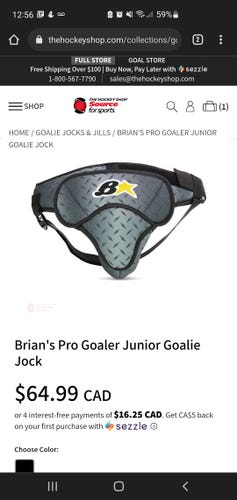 New Brian's Pro goaler junior goalie jock