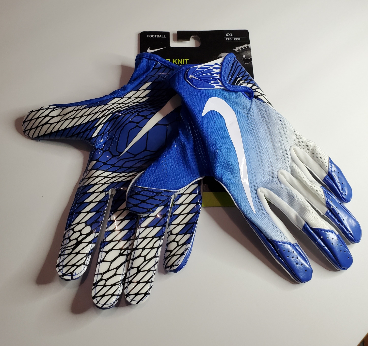 New Nike Vapor Knit Football Skill Gloves Wide Receiver MagniGrip Blue Size 2XL