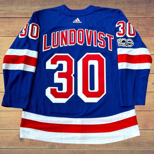 NY Rangers Adidas Authentic Jersey - Lundqvist w/ NHL100 Patch