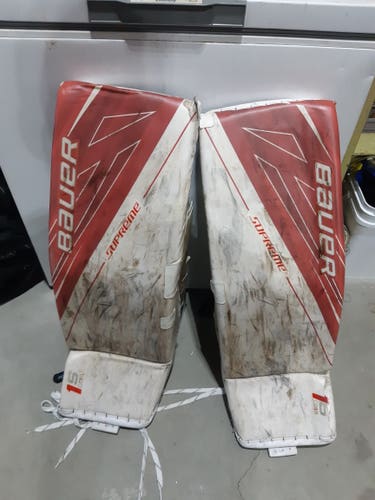 Used 34" Bauer Supreme 1S Goalie Leg Pads Pro Stock