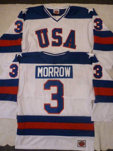 20314 1980 KEN MORROW Olympic USA MIRACLE Hockey K1 Jersey New WHITE Any Size