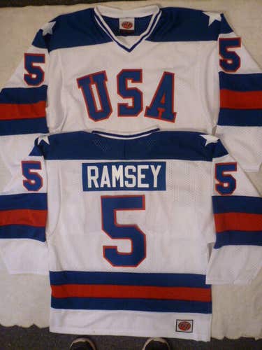 20314 1980 MIKE RAMSEY Olympic USA MIRACLE Hockey K1 Jersey New WHITE Any Size