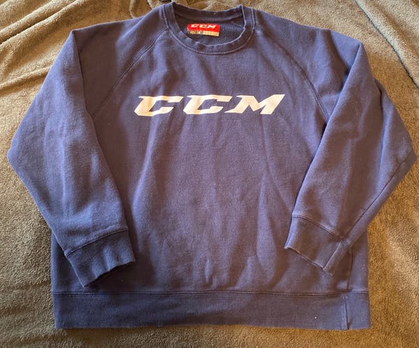 Used Large CCM Navy Blue Crew Sweatshirt