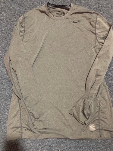 Gray Nike Pro Combat Compression Shirt Solid back L