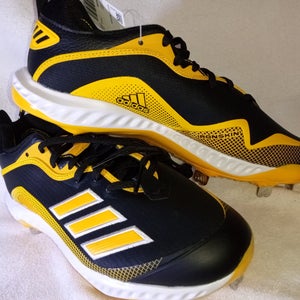 Adidas Icon 6 Bounce Black Yellow White Metal Baseball Cleats Men's Size 9